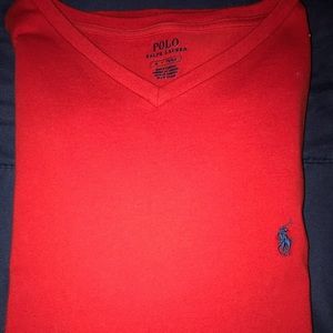 Red polo shirt